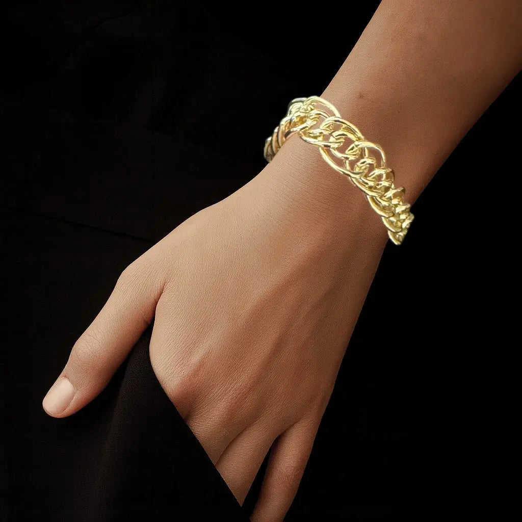 Goudkleurige fantasie schakelarmband  Victoria Valenza