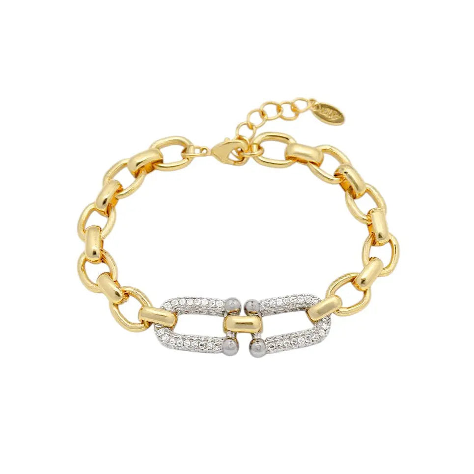 
                      
                        Bicolor schakelarmband met pavé zirkonia stenen  Victoria Valenza
                      
                    
