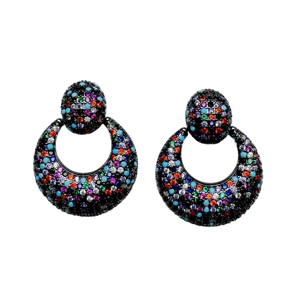 
                      
                        Ronde Statement oorbellen met multicolor zirkonia's - Victoria Valenza
                      
                    