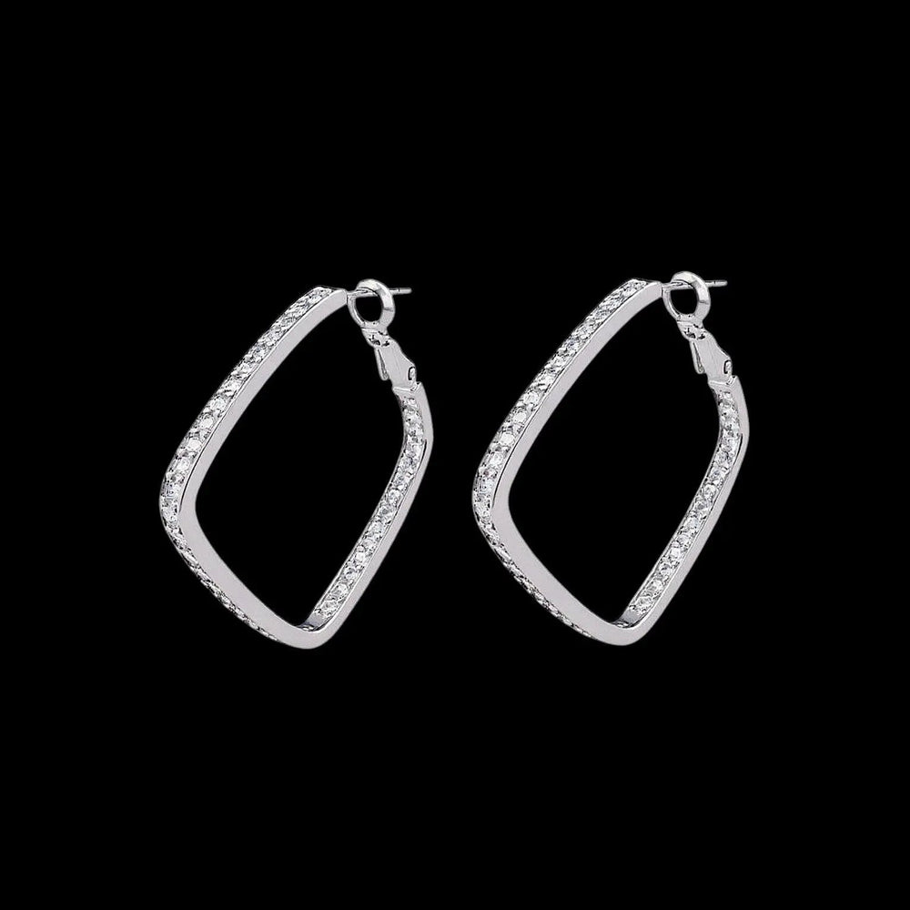 Zilverkleurige ruit oorbellen met zirkonia stenen  Victoria Valenza