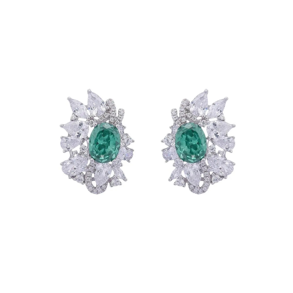 
                      
                        Zilveren cluster oorbellen met groene zirkonia stenen  Victoria Valenza
                      
                    