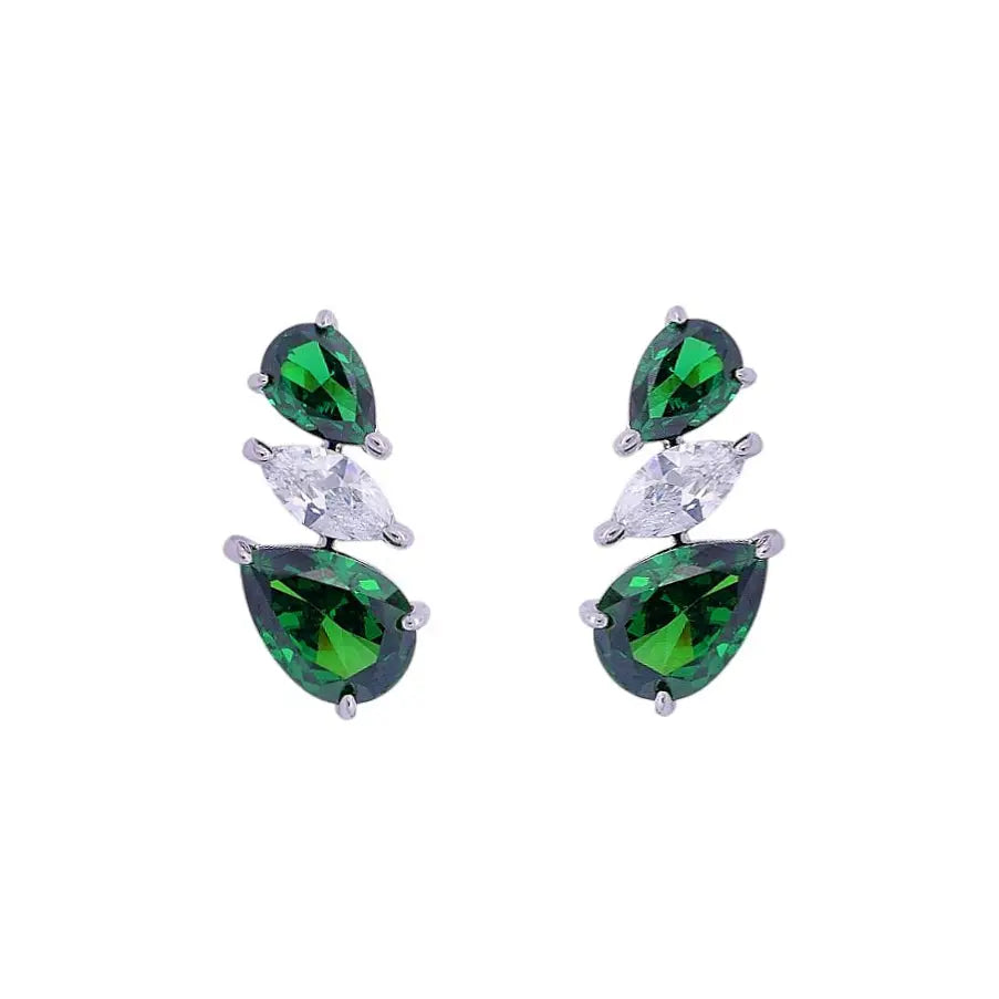 
                      
                        Zilveren 3 stenen design oorbellen met groene zirkonia stenen  Victoria Valenza
                      
                    