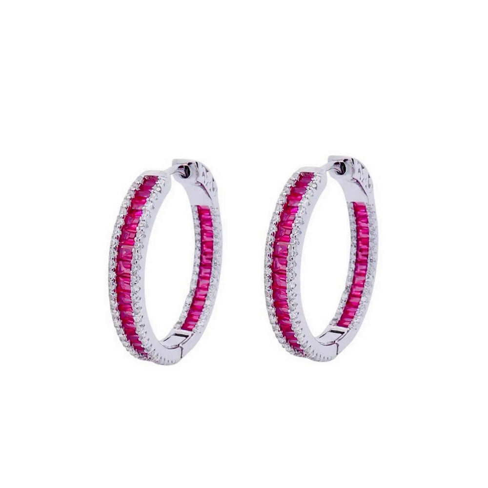 
                      
                        Zilveren creolen met rode zirkonia stenen  Victoria Valenza
                      
                    