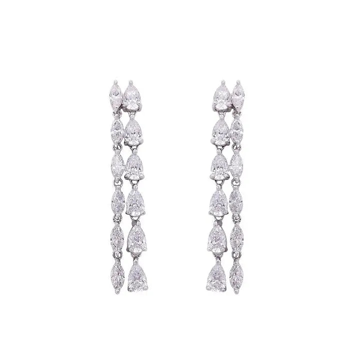 
                      
                        Zilveren dubbele oorbellen met markies en peervormige zirkonia stenen  Victoria Valenza
                      
                    