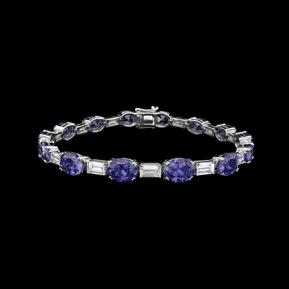 Zilveren armband met tanzanietkleurige zirkonia stenen  Victoria Valenza