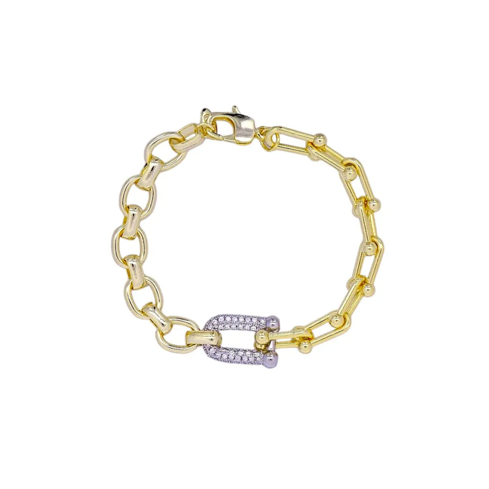 
                      
                        Bicolour combinatie schakelarmband met zirkonia stenen  Victoria Valenza
                      
                    