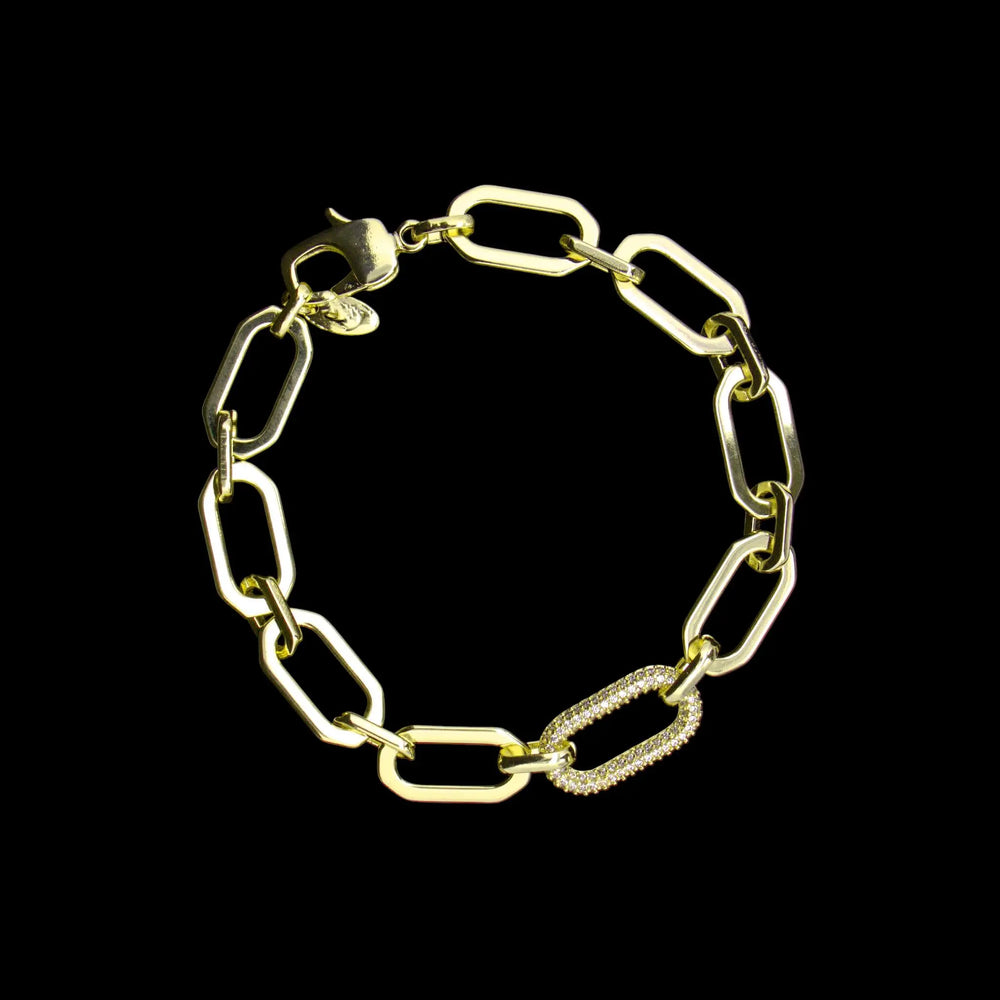 Goudkleurige Gina schakelarmband met zirkonia stenen  Victoria Valenza