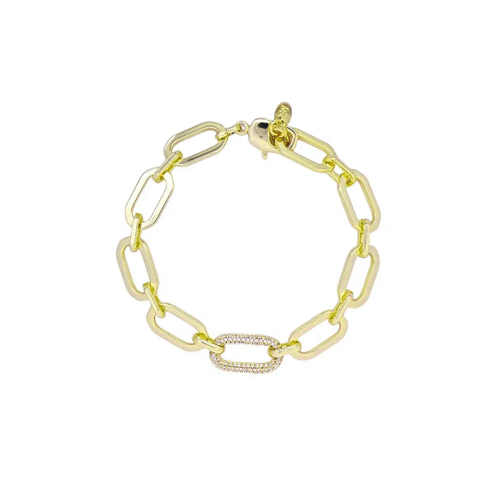 
                      
                        Goudkleurige Gina schakelarmband met zirkonia stenen  Victoria Valenza
                      
                    