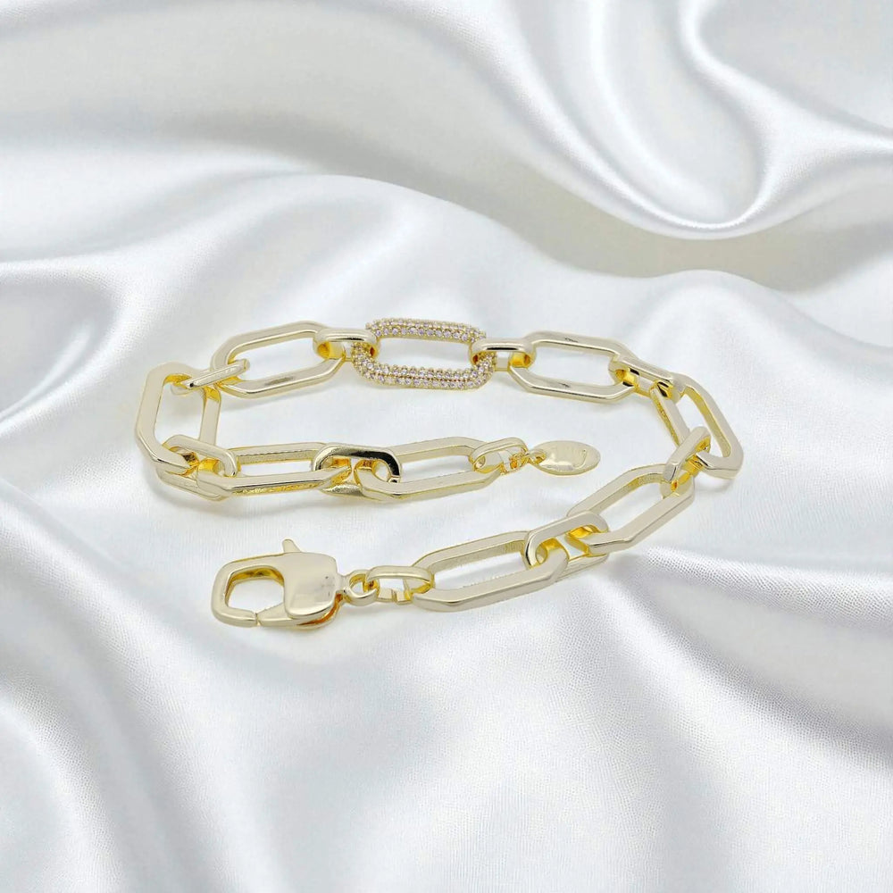 
                      
                        Goudkleurige Gina schakelarmband met zirkonia stenen  Victoria Valenza
                      
                    