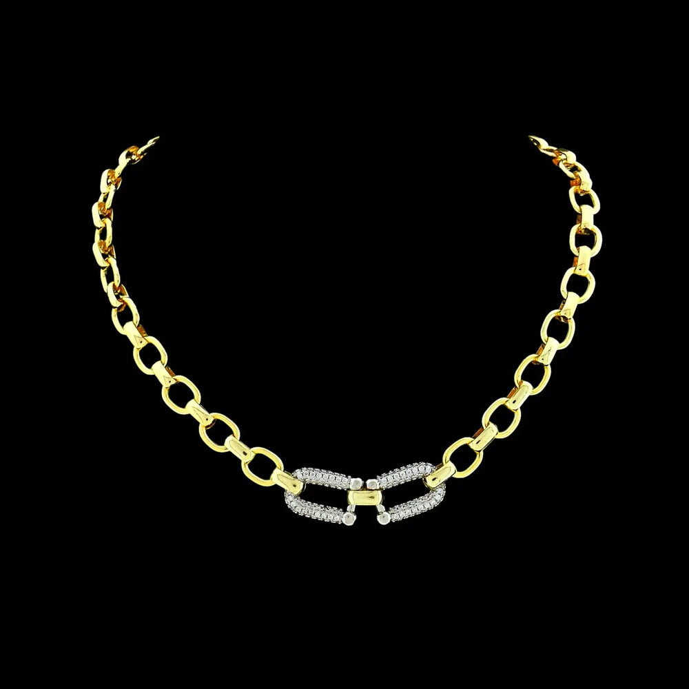 Bicolour fantasie collier met pavé zirkonia stenen  Victoria Valenza