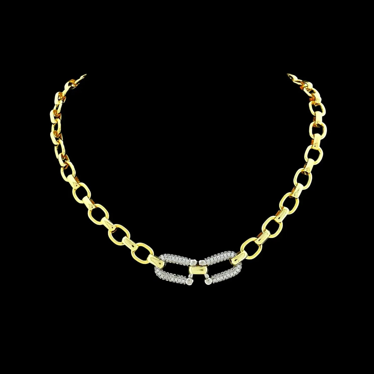 Bicolour fantasie collier met pavé zirkonia stenen  Victoria Valenza