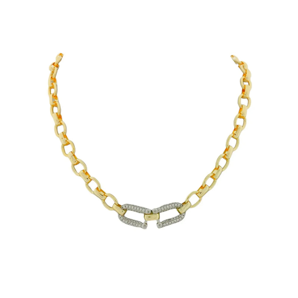
                      
                        Bicolour fantasie collier met pavé zirkonia stenen  Victoria Valenza
                      
                    