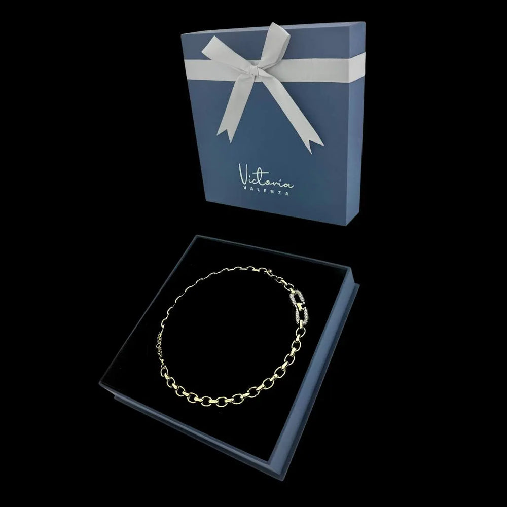 
                      
                        Bicolour fantasie collier met pavé zirkonia stenen  Victoria Valenza
                      
                    