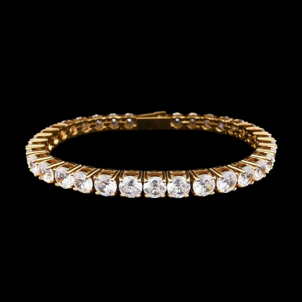 Goudkleurige RVS tennisarmband 20,5 cm met 5 mm zirkonia stenen  Victoria Valenza