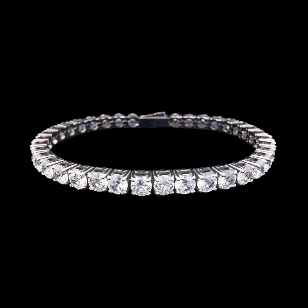 Zilverkleurige RVS tennisarmband 19,5 cm met 5 mm zirkonia stenen  Victoria Valenza