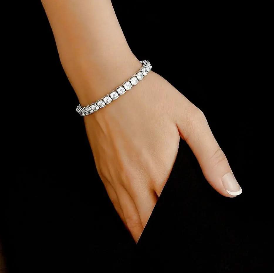 Zilverkleurige RVS tennisarmband 19,5 cm met 5 mm zirkonia stenen  Victoria Valenza