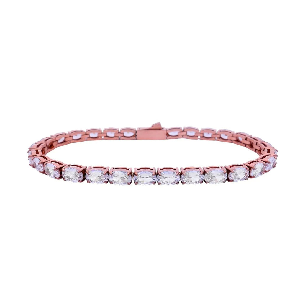 
                      
                        Roségoudkleurige RVS tennisarmband 18,3 cm met ovale zirkonia stenen  Victoria Valenza
                      
                    