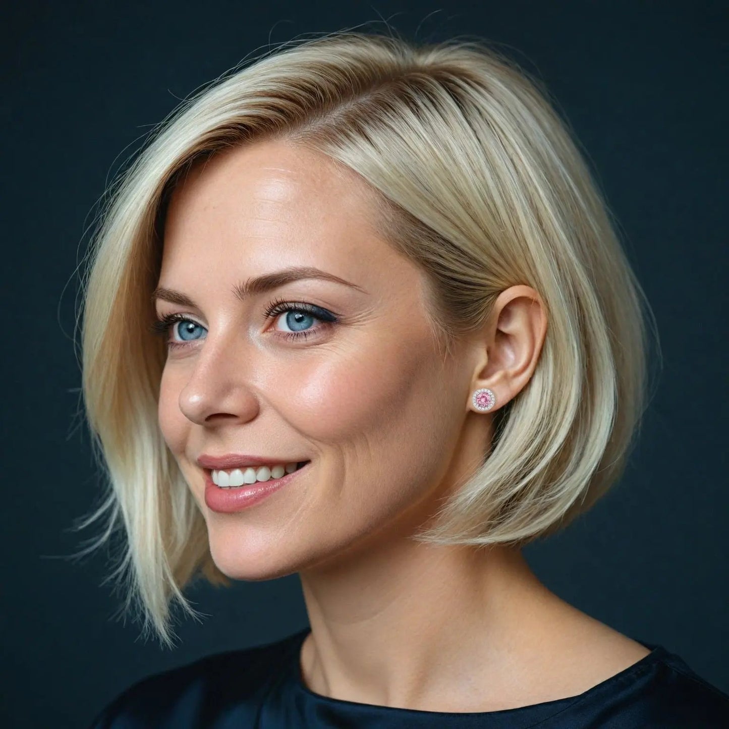 Zilverkleurige ronde roze entourage oorbellen met zirkonia stenen  Victoria Valenza