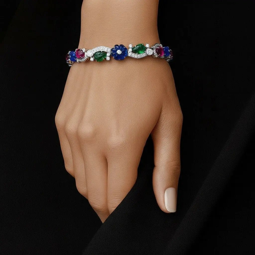 Zilveren armband met multicolour zirkonia stenen  Victoria Valenza