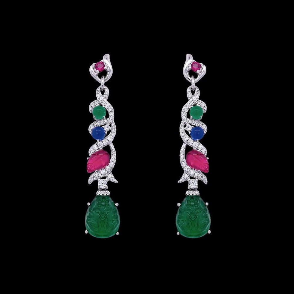 Zilveren fantasie oorbellen met multicolour zirkonia stenen  Victoria Valenza