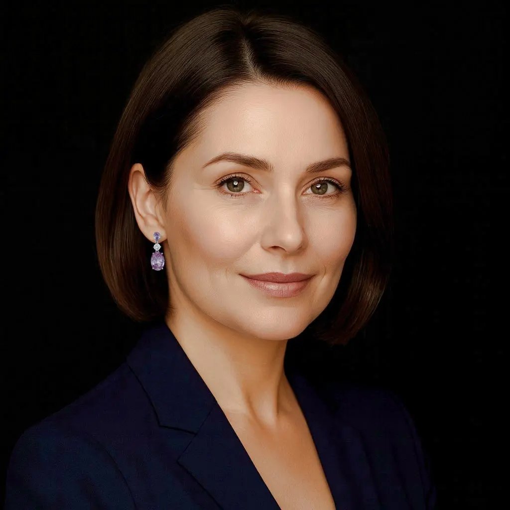 Zilveren oorbellen met paarse zirkonia stenen  Victoria Valenza