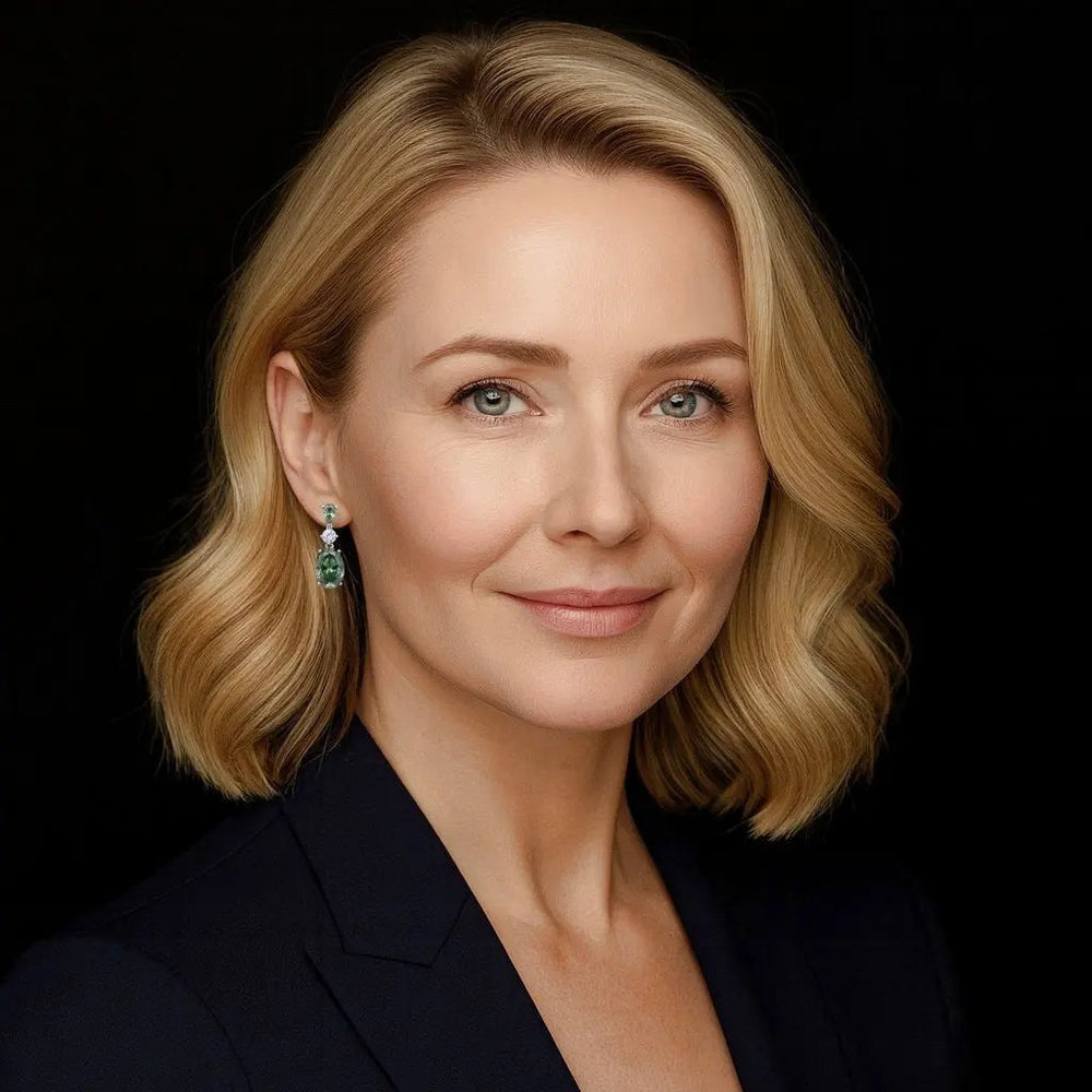 Zilveren oorbellen met olijfgroene zirkonia stenen  Victoria Valenza