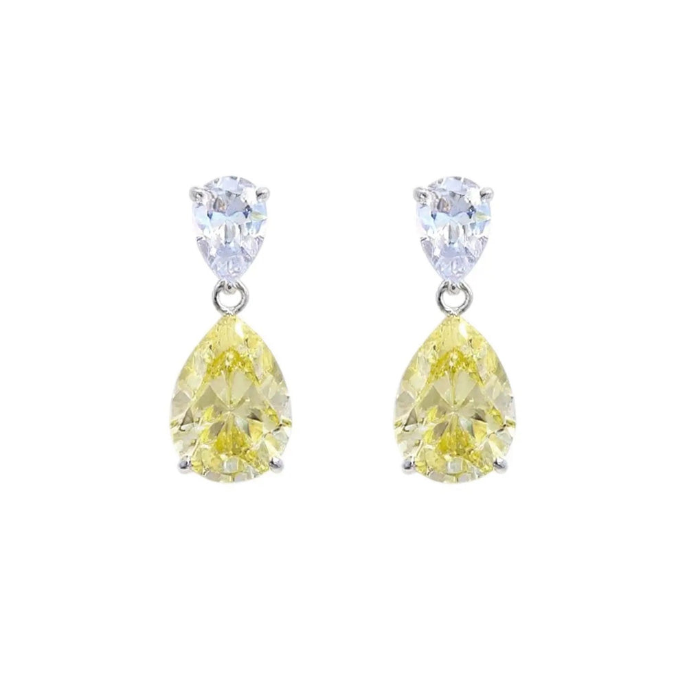 
                      
                        Zilveren druppel oorbellen met gele zirkonia stenen  Victoria Valenza
                      
                    