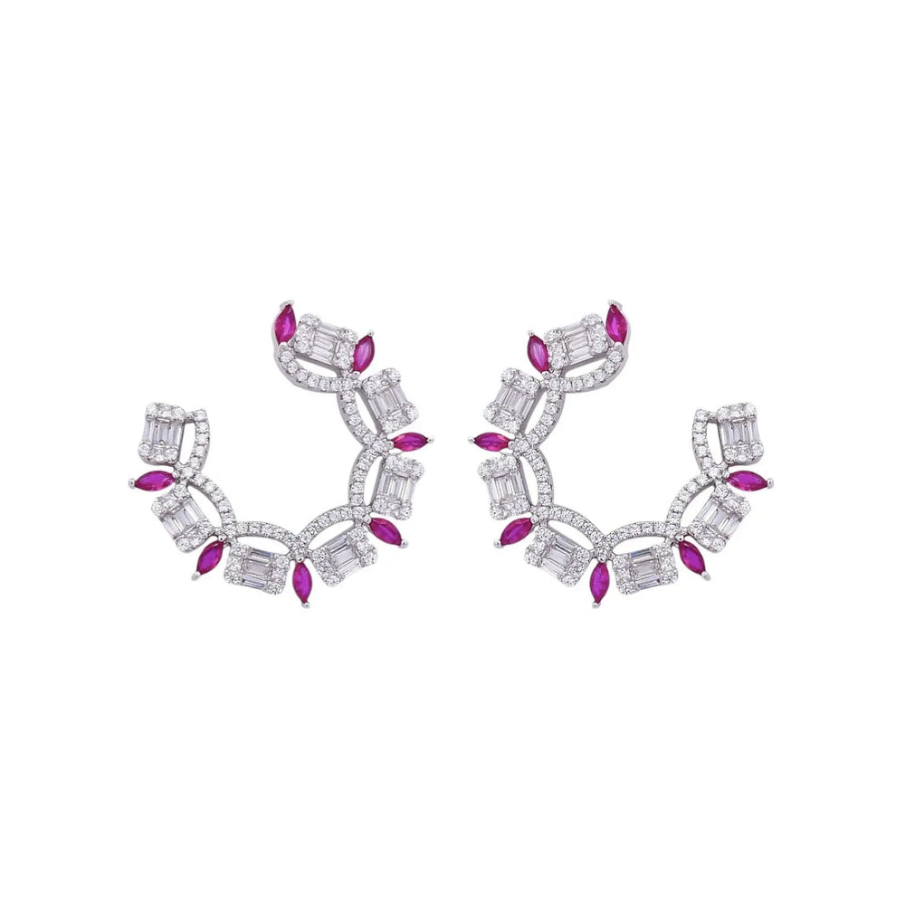 
                      
                        Zilveren waaier oorbellen met roze zirkonia stenen  Victoria Valenza
                      
                    