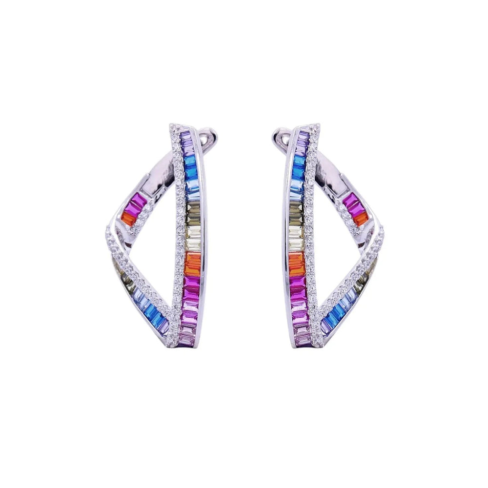 
                      
                        Zilveren fantasie oorbellen multicolour baquette zirkonia stenen  Victoria Valenza
                      
                    