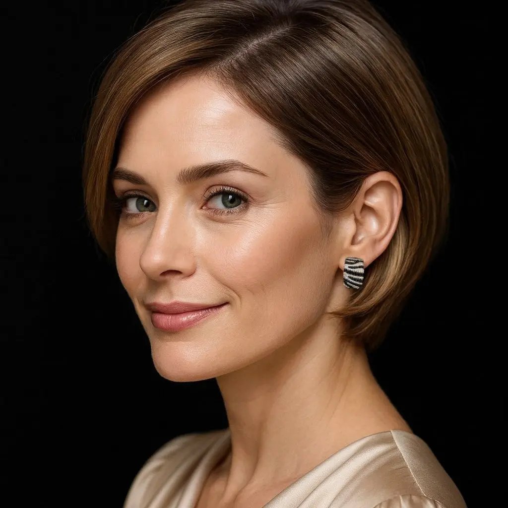 Verguld zilver zebra oorbellen met zwarte zirkonia stenen  Victoria Valenza