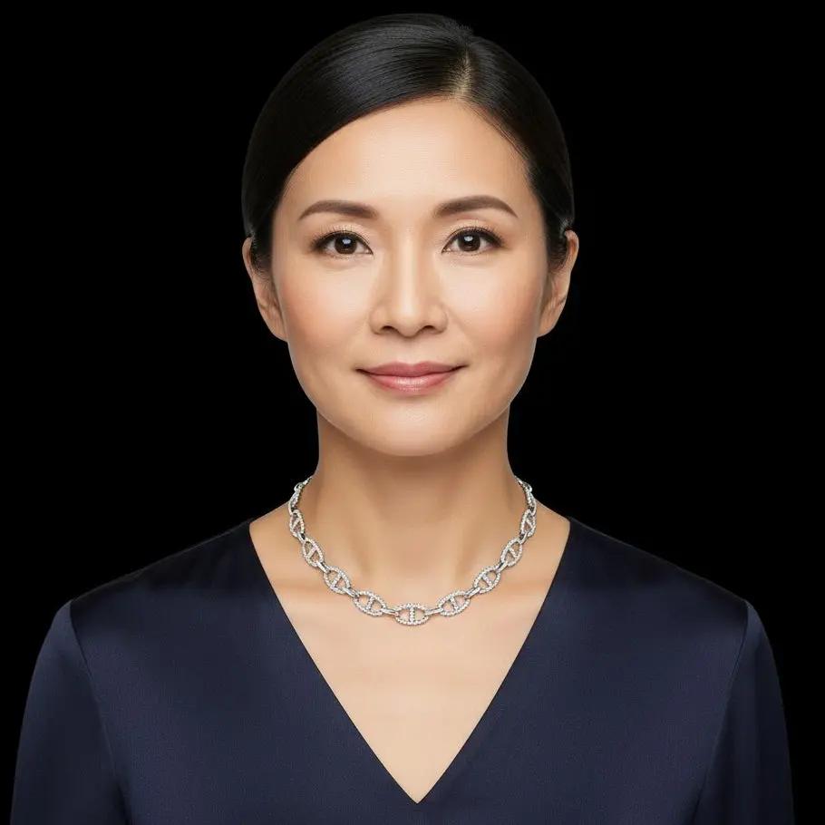 Zilveren fantasie open schakel collier met zirkonia stenen  Victoria Valenza