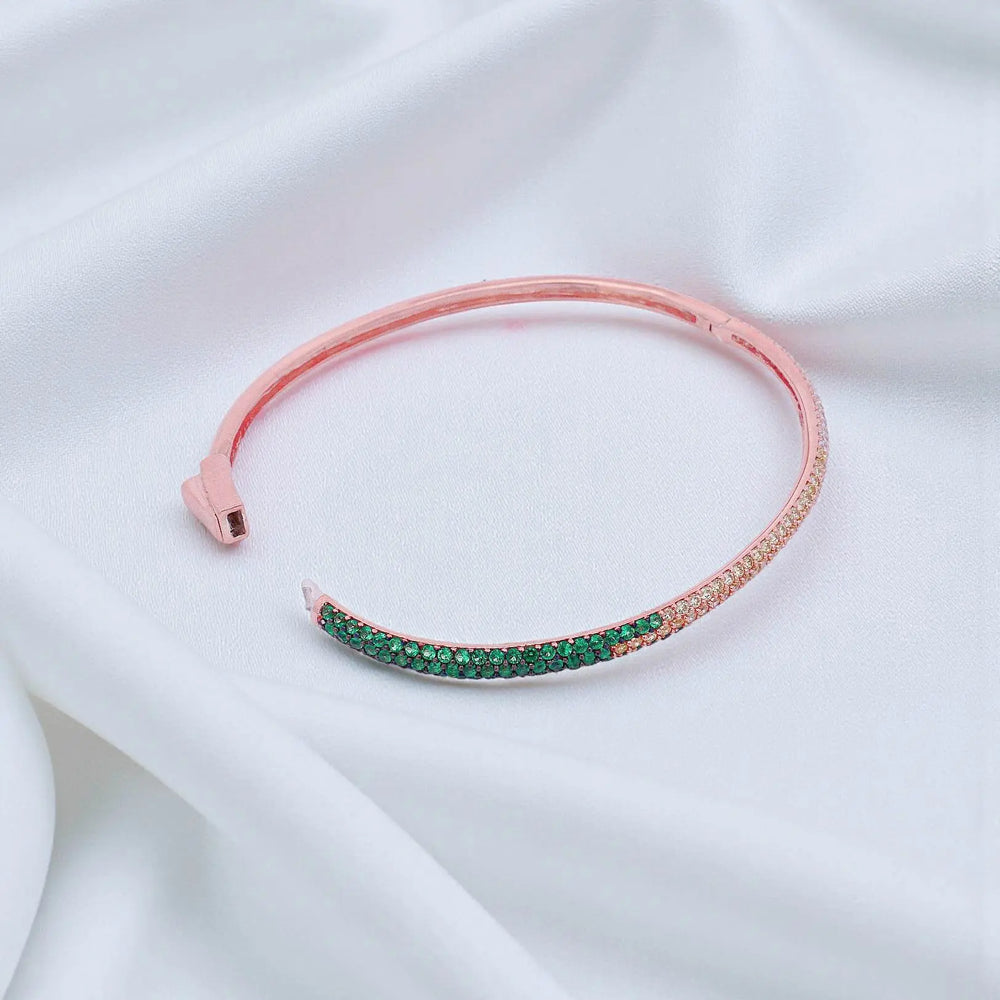 
                      
                        Roségoud vergulde zilveren armband met groene en gele zirkonia stenen  Victoria Valenza
                      
                    