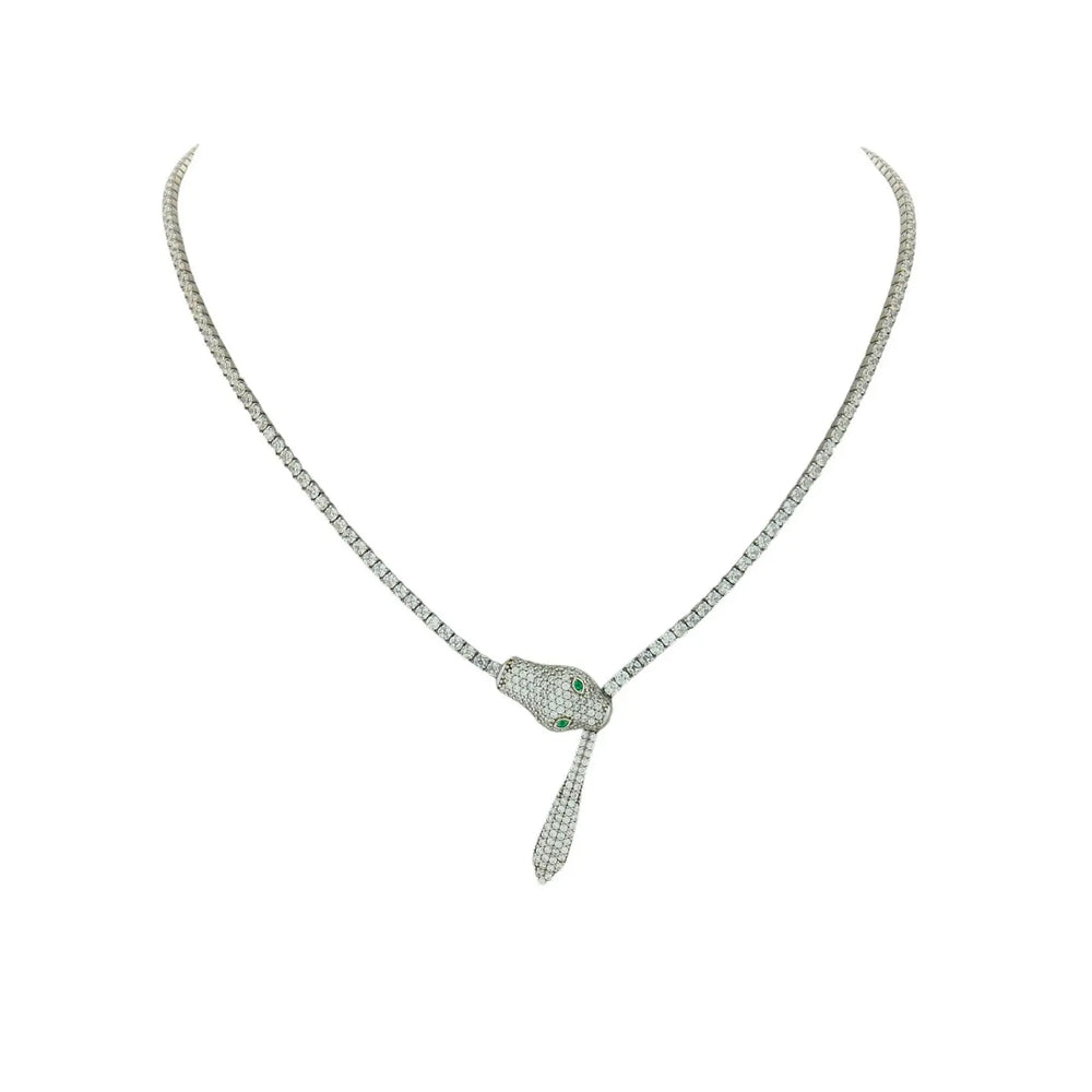 
                      
                        Zilveren Snake collier met zirkonia stenen  Victoria Valenza
                      
                    