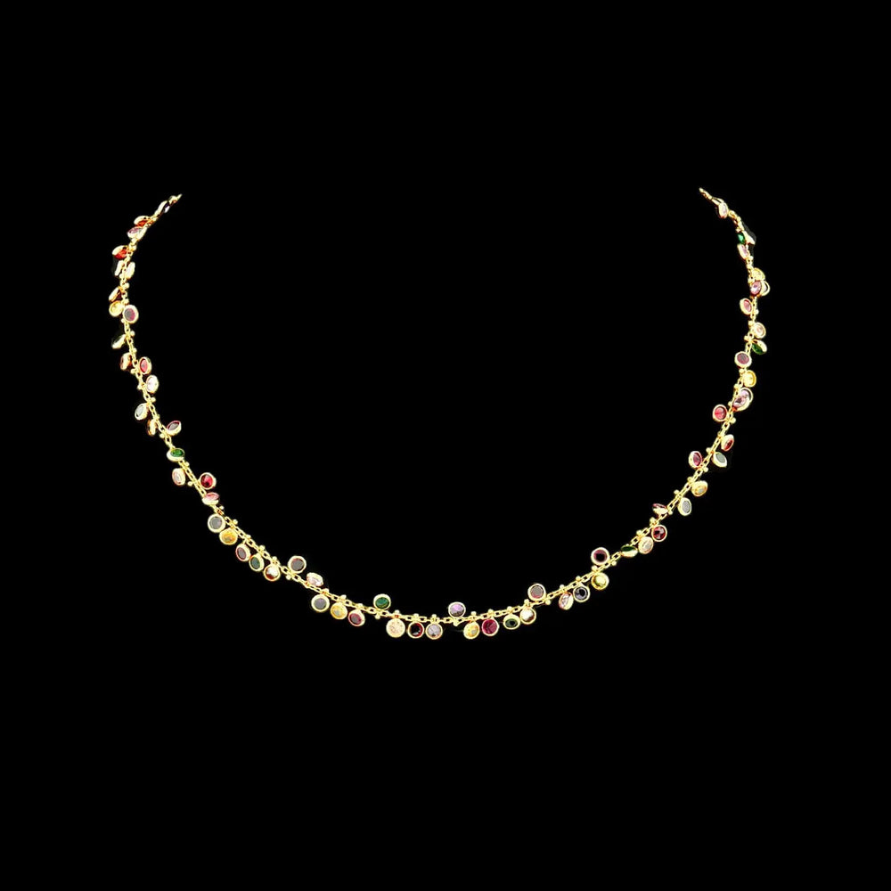 Verguld zilver Cocktail collier met multicolor zirkonia stenen  Victoria Valenza