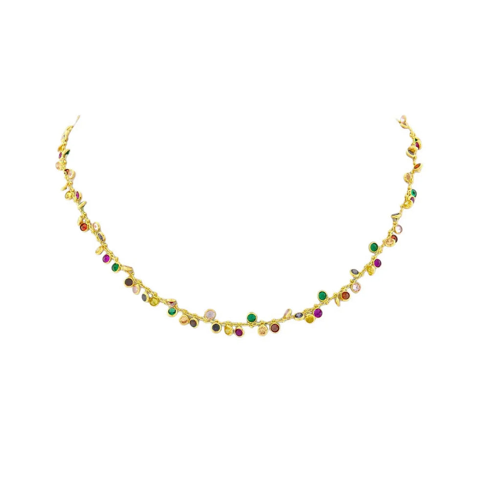 
                      
                        Verguld zilver Cocktail collier met multicolor zirkonia stenen  Victoria Valenza
                      
                    