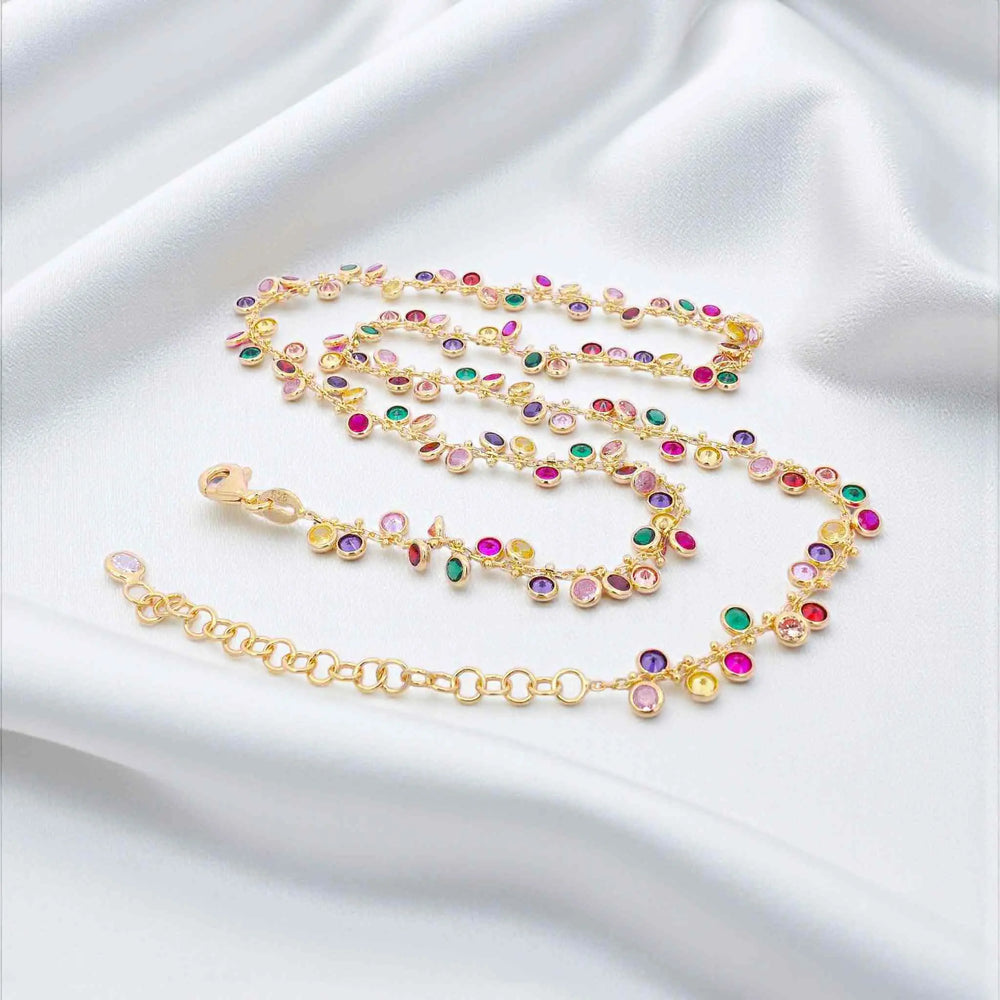 
                      
                        Verguld zilver Cocktail collier met multicolor zirkonia stenen  Victoria Valenza
                      
                    