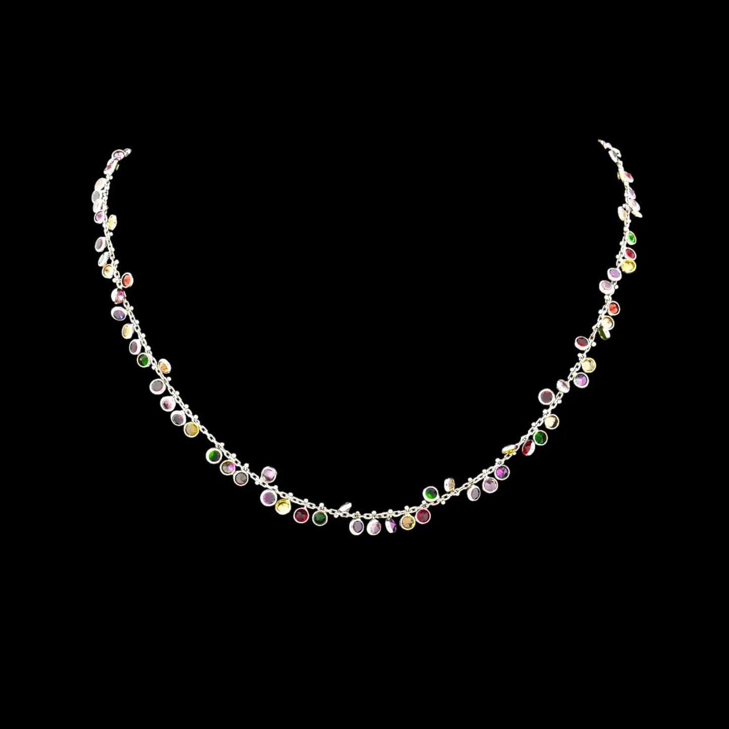 Zilveren Cocktail collier met multicolor zirkonia stenen  Victoria Valenza