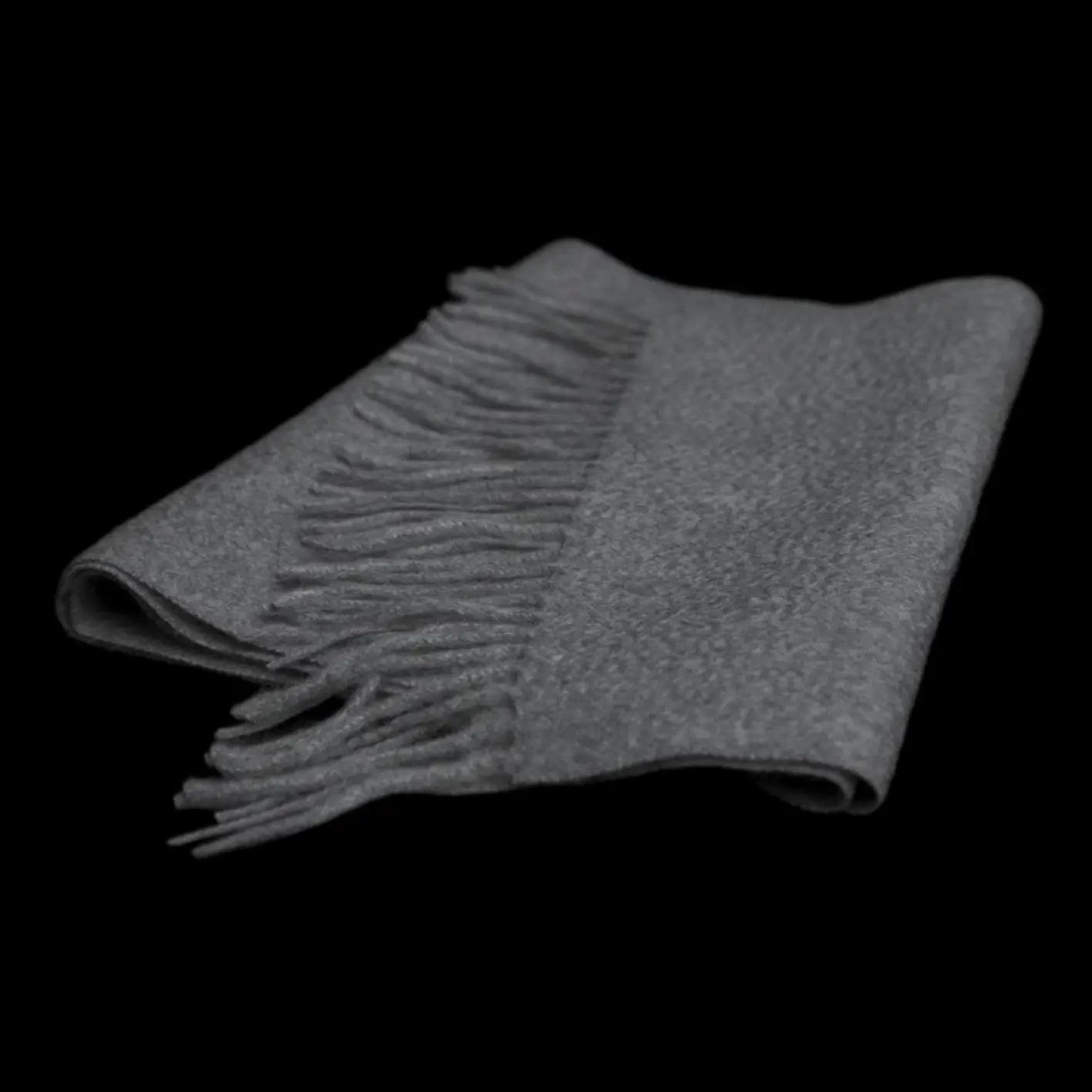 Verkeersgrijs A 100% cashmere sjaal met franjes – luxe kasjmier sjaal 176 × 33 cm