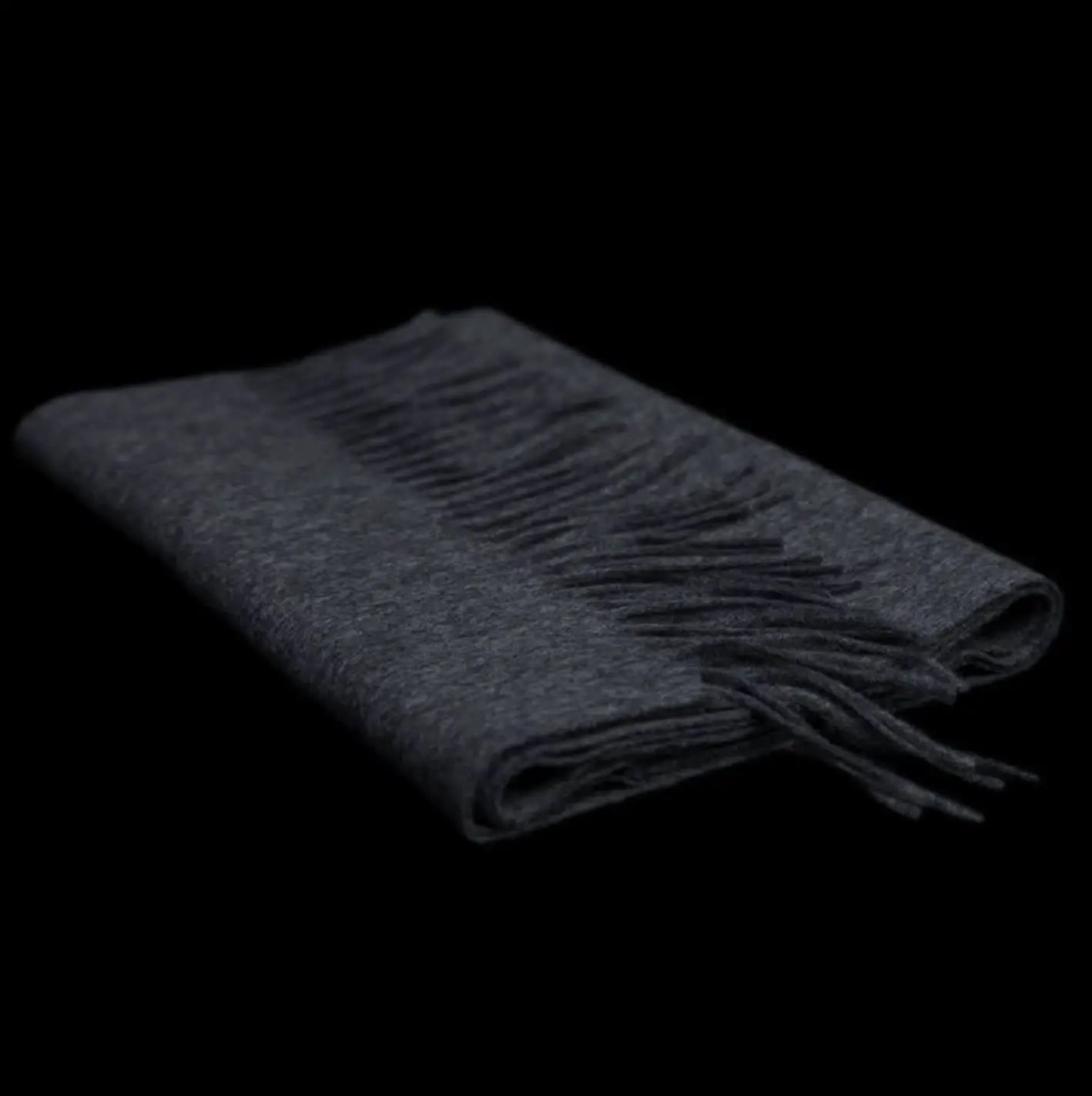 Antracietgrijze 100% cashmere sjaal met franjes – luxe kasjmier dames sjaal 176 × 33 cm