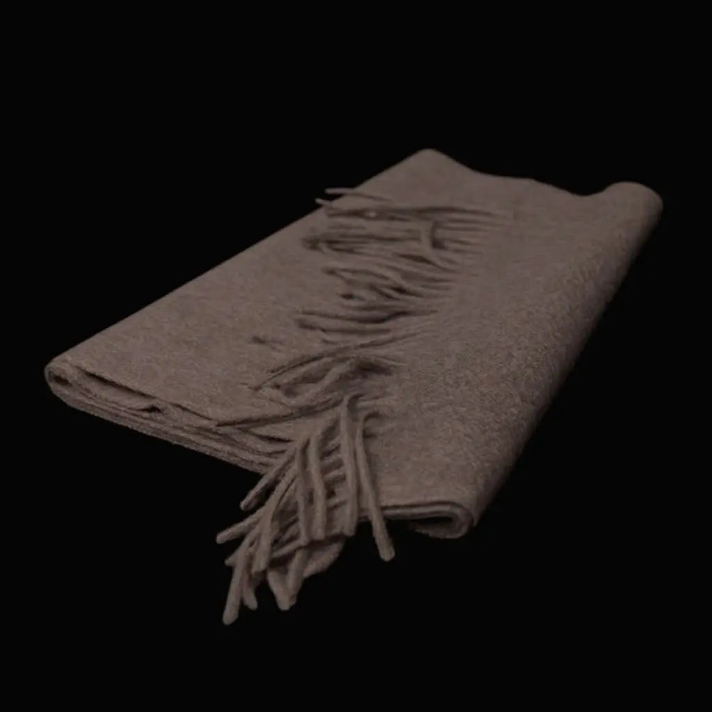 Grijsbeige 100% cashmere sjaal met franjes – luxe kasjmier dames sjaal 176 × 33 cm
