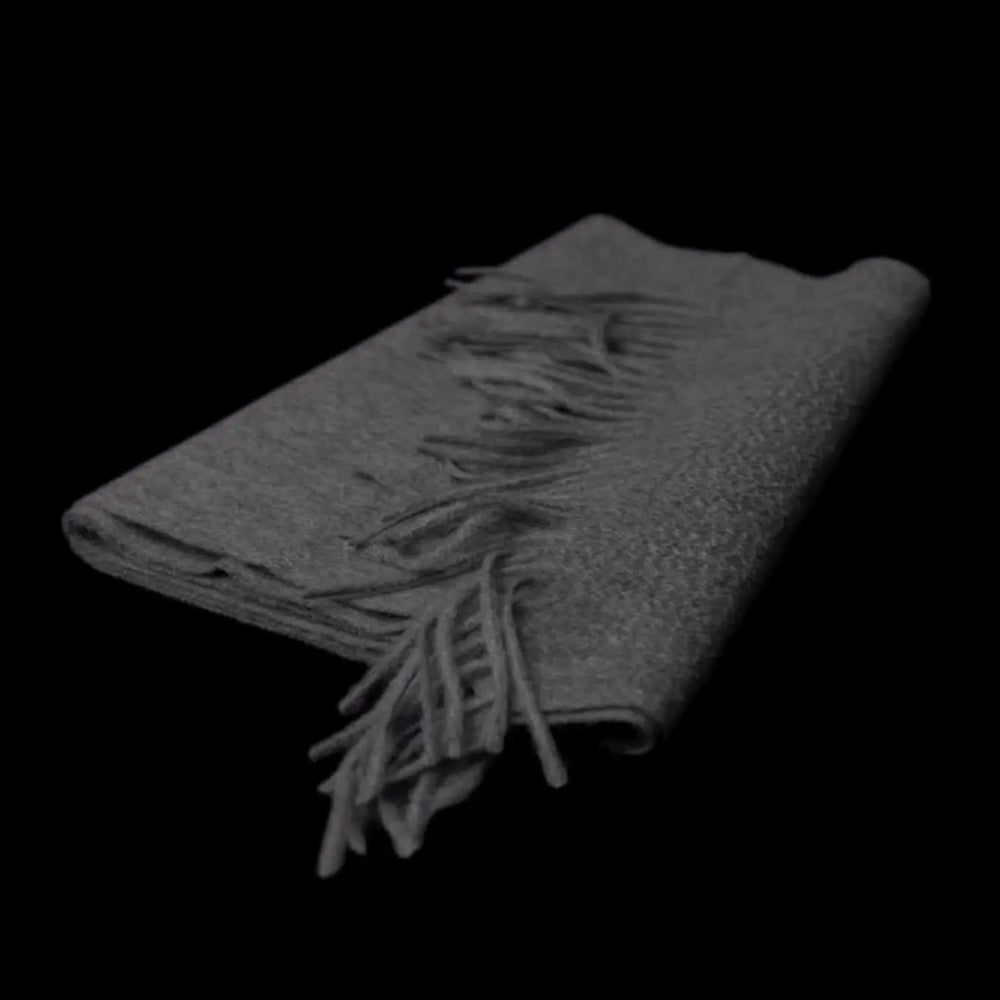Kwartsgrijze 100% cashmere sjaal met franjes – luxe kasjmier dames accessoire 176 × 33 cm