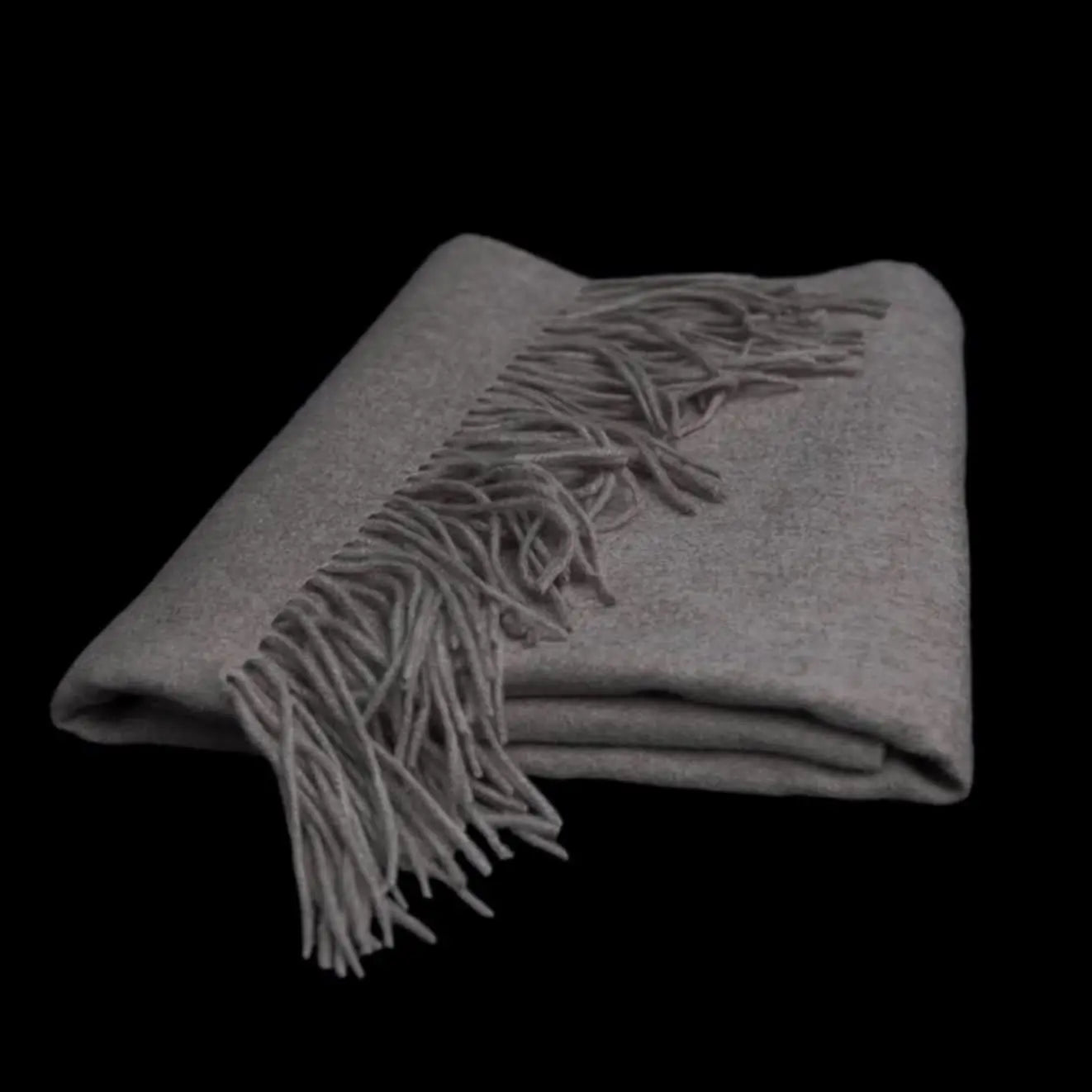 Large cashmere sjaal in grijsbeige – 100% kasjmier met franjes 200 × 70 cm