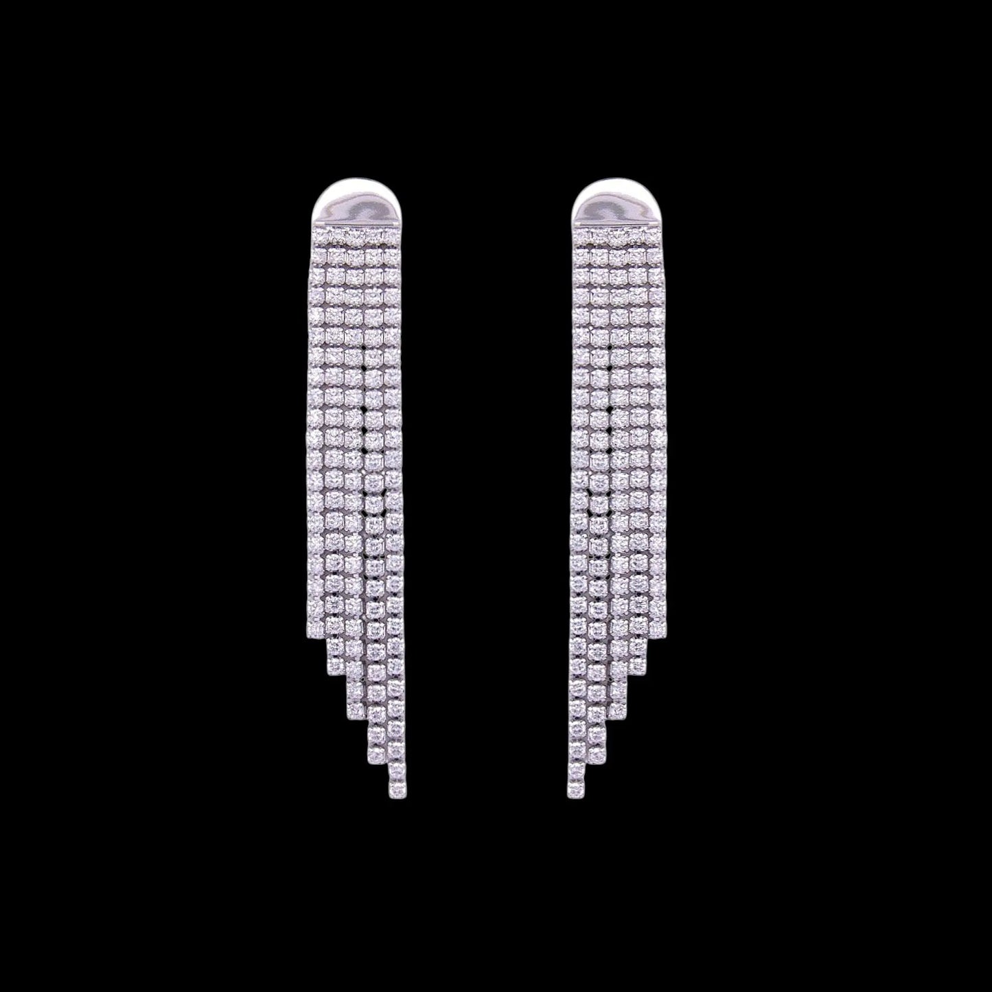 Zilverkleurige Cascade Oorbellen met Zirkonia Stenen