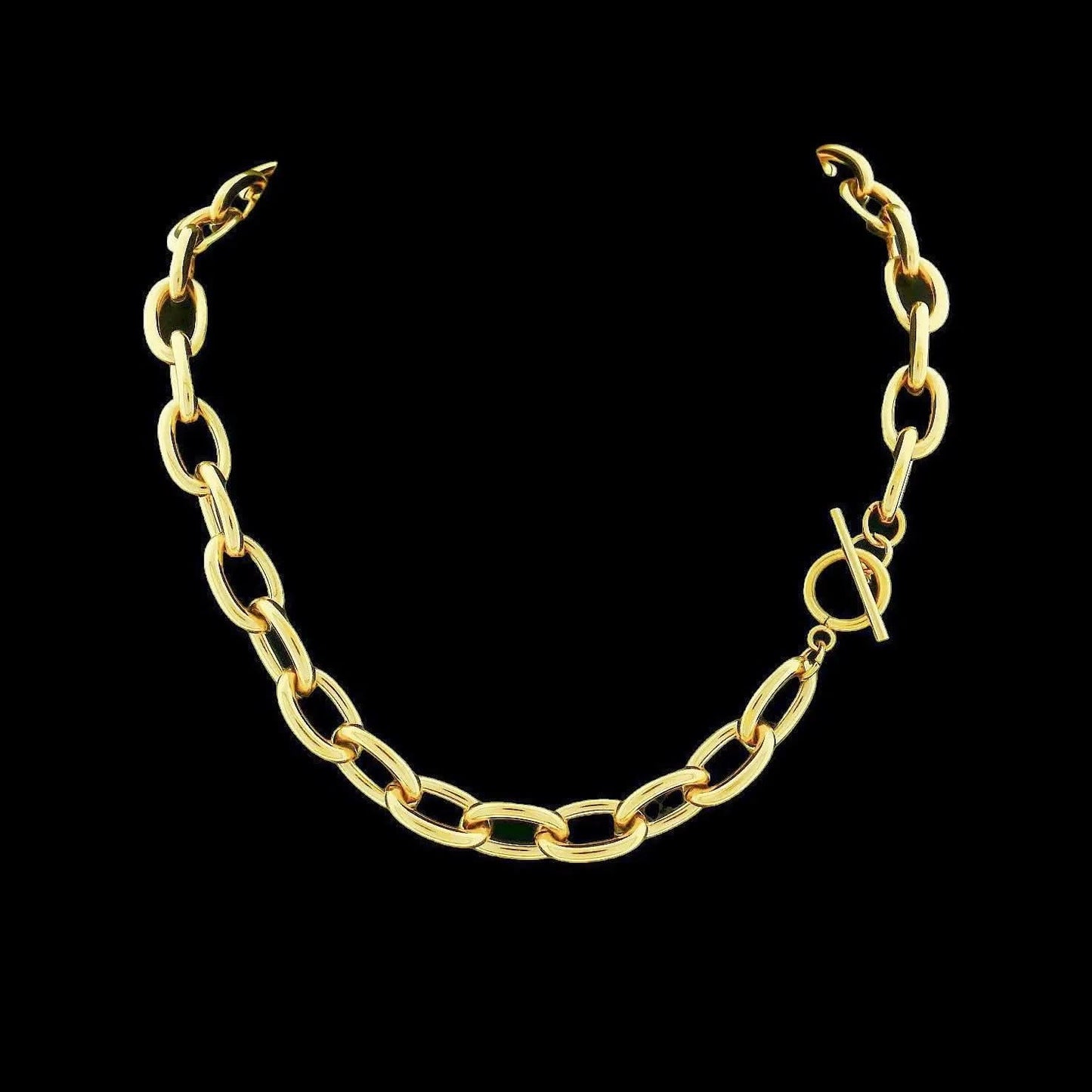 Goudkleurig RVS ovaal jasseron collier