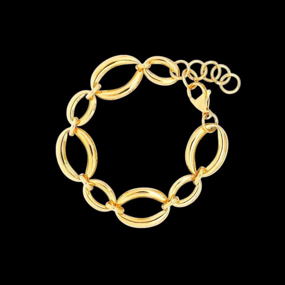 Goudkleurige RVS platte ovale schakels armband