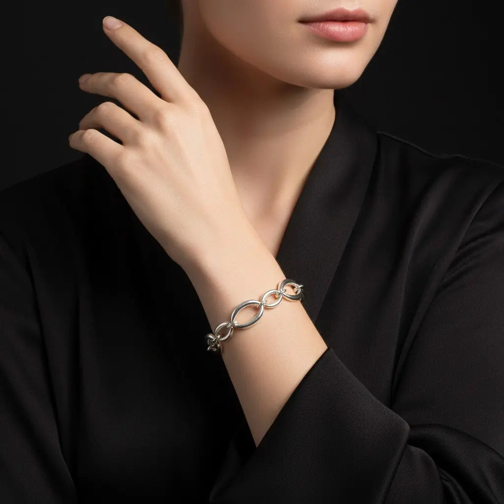 RVS platte ovale schakels armband