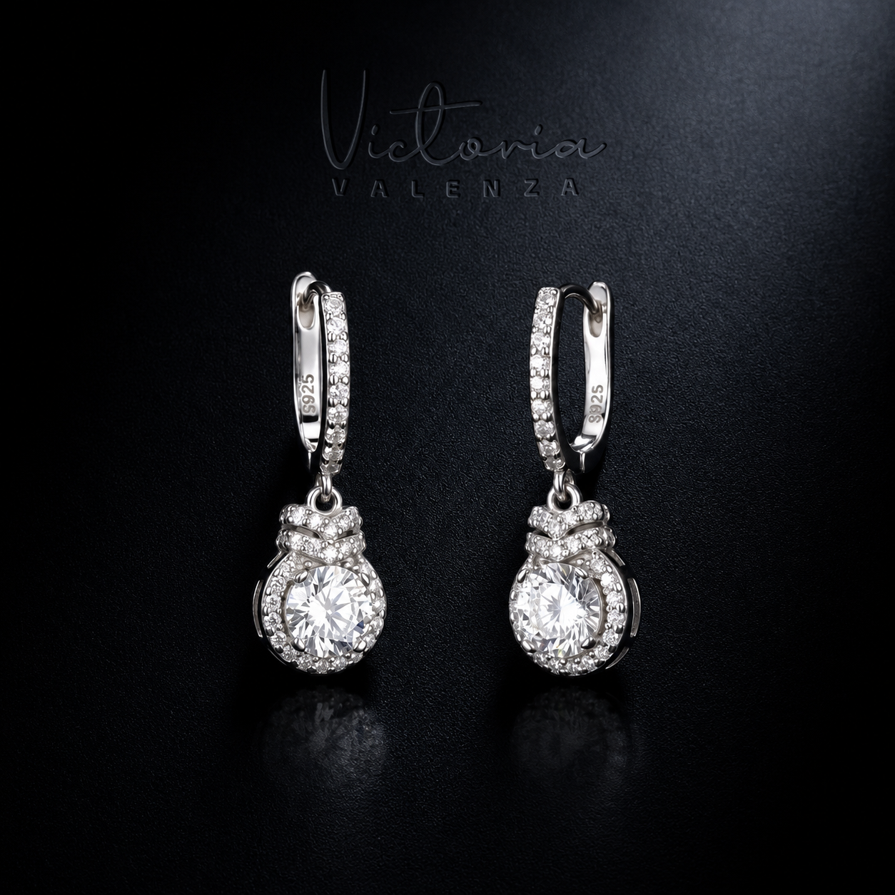 925 Sterling Zilveren Oorbellen met Ornament met Zirkonia Stenen