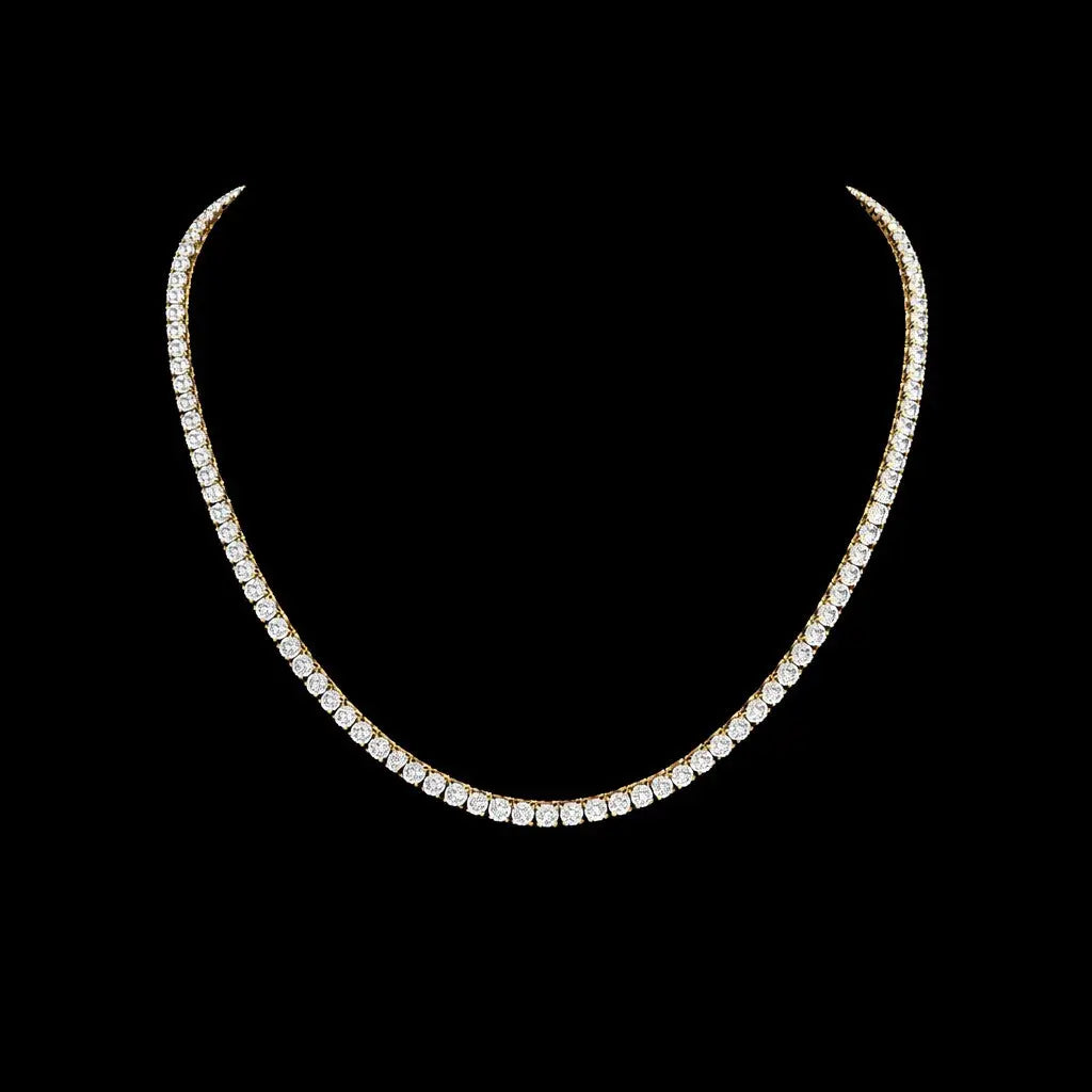 Goudkleurig RVS tenniscollier met zirkonia stenen 3 mm