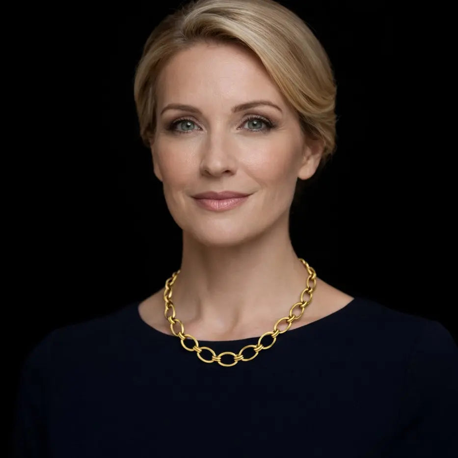 Goudkleurig RVS ovale schakels collier