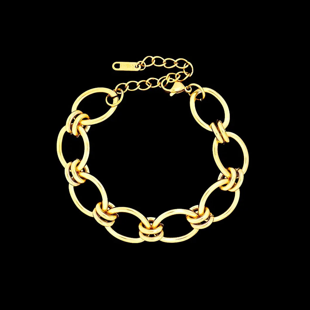 Goudkleurige RVS ovale schakels armband